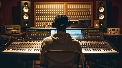music producer working in a recording studio generative ai