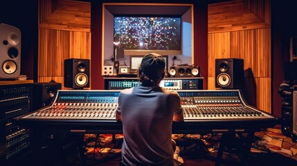 music producer working in a recording studio generative ai