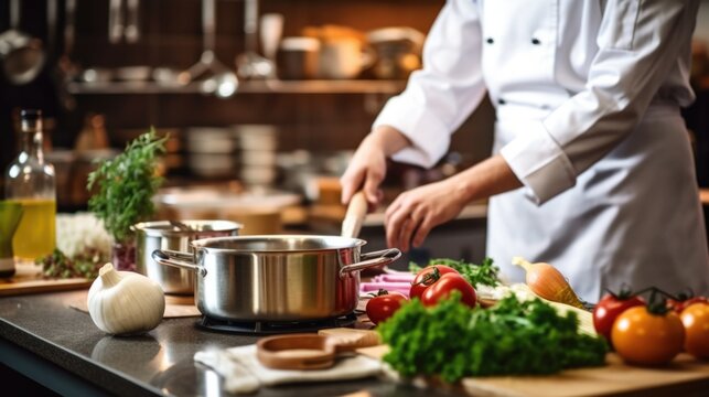 professional chef teaching a cooking class generative ai