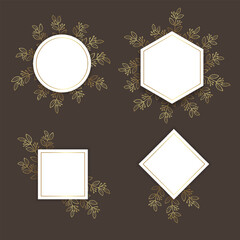 Hand drawn golden leaves frame. - Vector.