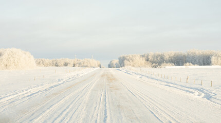 Fototapeta na wymiar Country road in winter.