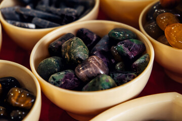 Semi-precious stones and minerals for use in jewelry and interior items. Jewelry background