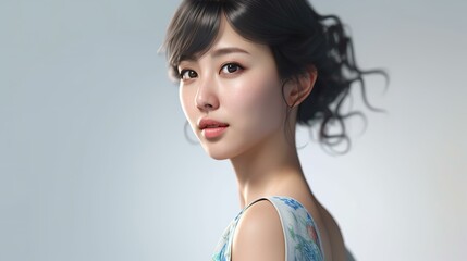 美容・エステ・髪の毛・美容室・まとめ髪の美しいアジア人女性（Generative AI）
