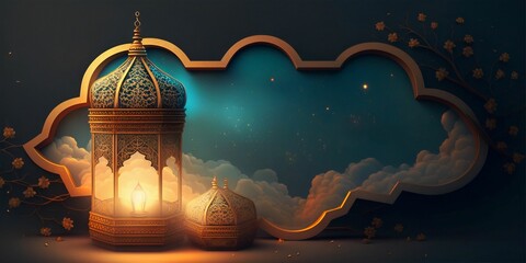 Elegant Islamic background with free space for your words create with generative AI.