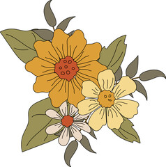 Design element with daisy flowers. Vector illustration. Flat style design element for poster, banner, party invitation, summer concept.