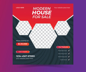 modern design template for business presentation. Modern Real estate house sale and home rent advertising square Social media post and promotion ads discount banner vector template design.