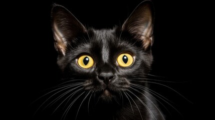 Fototapeta premium a black cat with a surprised expression generative ai