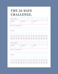 The 30 Days challenge planner.