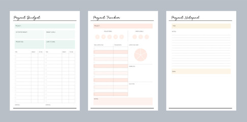 the project tracker Planner. (soft Blue and pink)