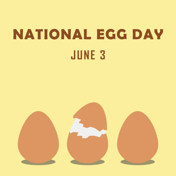 National egg day with three egg and one of it crack