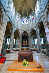 Interior of the Collegiate Church of Notre Dame et Saint Loup ("Our Lady and Saint Wolf") in the town of Montereau Fault Yonne in Seine et Marne, France