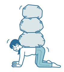 岩を背負う女性