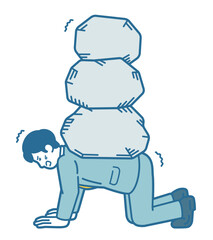 岩を背負う男性