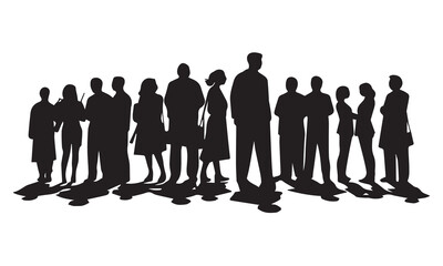 Silhouettes of people in a group. Black people vector illustration.