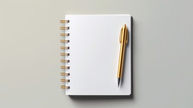 White empty notebook with pen top view. Generative AI