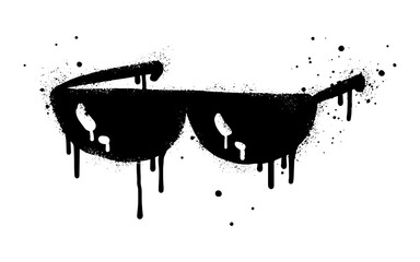Spray painted graffiti of Glasses icon in black over white. isolated on white background. vector illustration - obrazy, fototapety, plakaty
