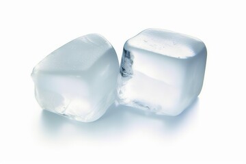 Obraz premium ice cube isolated on white, photo of two ice cubes seen from close up
