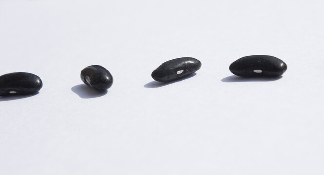 Side By Side Black Beans On White Background