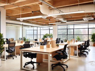 modern co-working spaces, dynamic open workspace that promotes flexibility and collaboration