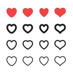 Heart shape linear icons. Love symbols.