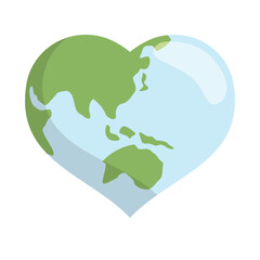 Heart shaped earth. Environment care. Save and love the planet.