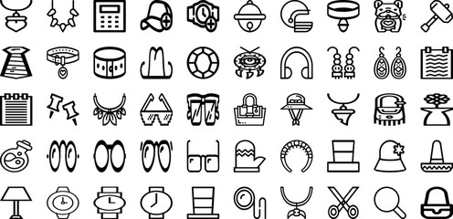 Set Of Accessories Icons Collection Isolated Silhouette Solid Icons Including Fashion, Accessory, Concept, Top, White, Accessories, Background Infographic Elements Logo Vector Illustration