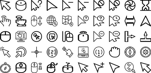 Set Of Cursor Icons Collection Isolated Silhouette Solid Icons Including Cursor, Click, Symbol, Pointer, Vector, Web, Sign Infographic Elements Logo Vector Illustration