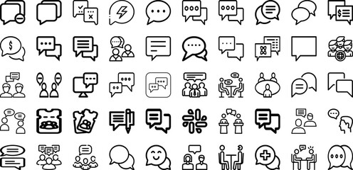 Set Of Discussion Icons Collection Isolated Silhouette Solid Icons Including Communication, Talk, Discussion, Office, Business, People, Group Infographic Elements Logo Vector Illustration