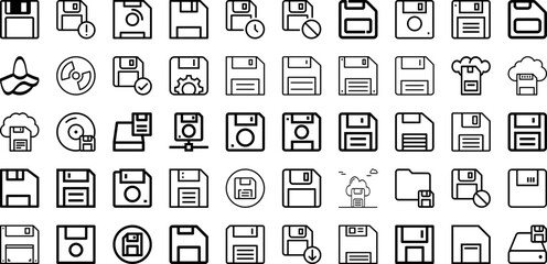 Set Of Floppy Icons Collection Isolated Silhouette Solid Icons Including Old, Magnetic, Diskette, Floppy, Disk, Computer, Technology Infographic Elements Logo Vector Illustration