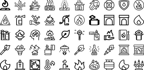 Set Of Flame Icons Collection Isolated Silhouette Solid Icons Including Flame, Burn, Vector, Red, Fire, Isolated, Hot Infographic Elements Logo Vector Illustration