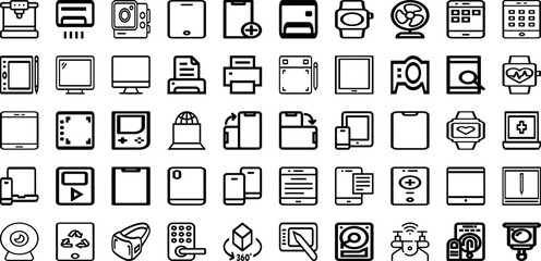 Set Of Gadget Icons Collection Isolated Silhouette Solid Icons Including Equipment, Digital, Device, Modern, Gadget, Electronic, Technology Infographic Elements Logo Vector Illustration