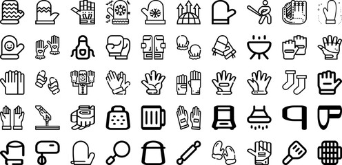 Set Of Glove Icons Collection Isolated Silhouette Solid Icons Including Safety, Protection, Latex, Hand, Isolated, Glove, Medical Infographic Elements Logo Vector Illustration