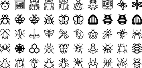 Set Of Insect Icons Collection Isolated Silhouette Solid Icons Including Insect, Bug, Beetle, Dragonfly, Vector, Set, Ladybug Infographic Elements Logo Vector Illustration