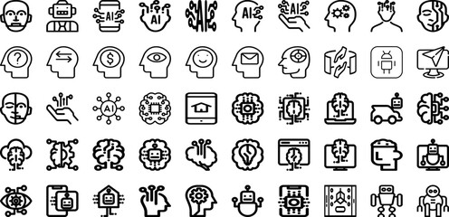 Fototapeta na wymiar Set Of Intelligence Icons Collection Isolated Silhouette Solid Icons Including Digital, Robot, Technology, Concept, Ai, Artificial, Intelligence Infographic Elements Logo Vector Illustration