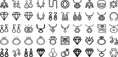 Set Of Jewel Icons Collection Isolated Silhouette Solid Icons Including Design, Gold, Luxury, Jewelry, Jewel, Background, Jewellery Infographic Elements Logo Vector Illustration