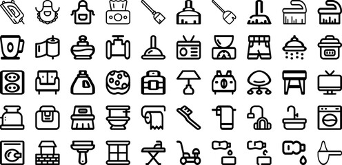 Set Of Housekeeping Icons Collection Isolated Silhouette Solid Icons Including Cleaner, Housekeeping, Woman, Maid, Service, Person, Clean Infographic Elements Logo Vector Illustration