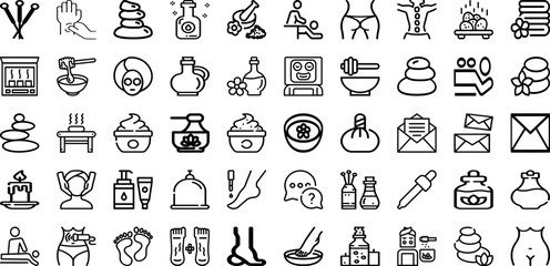 Set Of Massage Icons Collection Isolated Silhouette Solid Icons Including Body, Therapy, Treatment, Massage, Spa, Wellness, Care Infographic Elements Logo Vector Illustration - obrazy, fototapety, plakaty