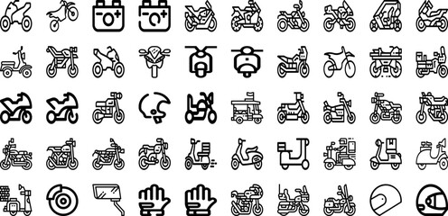 Set Of Motorcycle Icons Collection Isolated Silhouette Solid Icons Including Motorcycle, Bike, Motor, Motorbike, Biker, Transport, Vehicle Infographic Elements Logo Vector Illustration