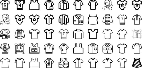 Set Of Shirt Icons Collection Isolated Silhouette Solid Icons Including White, Design, Front, Casual, Shirt, Clothing, Template Infographic Elements Logo Vector Illustration