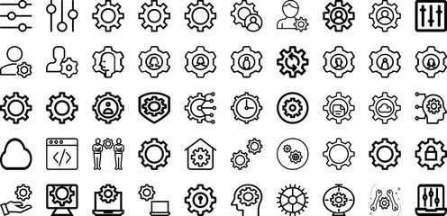 Set Of Setting Icons Collection Isolated Silhouette Solid Icons Including Technology, Business, Gear, Illustration, Icon, Symbol, Vector Infographic Elements Logo Vector Illustration
