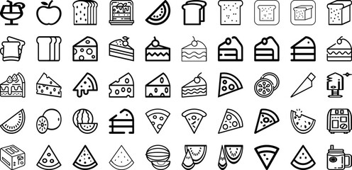 Set Of Slice Icons Collection Isolated Silhouette Solid Icons Including Isolated, Food, Fresh, Slice, White, Background, Ripe Infographic Elements Logo Vector Illustration