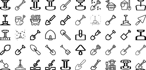 Set Of Shovel Icons Collection Isolated Silhouette Solid Icons Including Agriculture, Tool, Shovel, Work, Spade, Garden, Gardening Infographic Elements Logo Vector Illustration