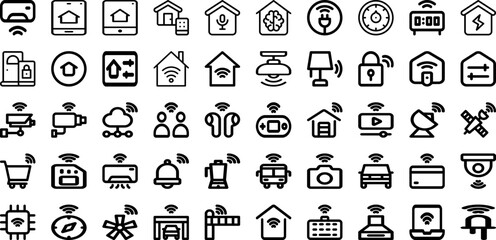 Set Of Smarthome Icons Collection Isolated Silhouette Solid Icons Including Technology, Control, Home, Internet, Modern, House, Device Infographic Elements Logo Vector Illustration