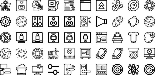 Set Of System Icons Collection Isolated Silhouette Solid Icons Including Technology, Digital, Data, Computer, System, Internet, Business Infographic Elements Logo Vector Illustration