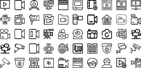 Set Of Video Icons Collection Isolated Silhouette Solid Icons Including Internet, Media, Vector, Illustration, Play, Web, Video Infographic Elements Logo Vector Illustration