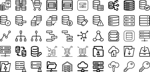 Set Of Database Icons Collection Isolated Silhouette Solid Icons Including Technology, Business, Computer, Storage, Information, Data, Database Infographic Elements Logo Vector Illustration