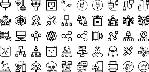 Set Of Connect Icons Collection Isolated Silhouette Solid Icons Including Communication, Internet, Abstract, Connection, Connect, Network, Technology Infographic Elements Logo Vector Illustration
