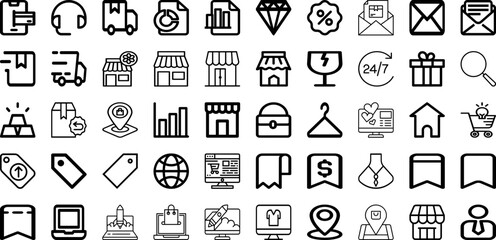 Set Of Ecommerce Icons Collection Isolated Silhouette Solid Icons Including Business, Online, Payment, Ecommerce, Retail, Shop, Store Infographic Elements Logo Vector Illustration