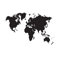 Fototapeta na wymiar Black map of the world silhouette vector illustration.