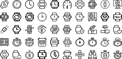 Set Of Watch Icons Collection Isolated Silhouette Solid Icons Including Modern, Watch, Time, Clock, Design, Wristwatch, Isolated Infographic Elements Logo Vector Illustration